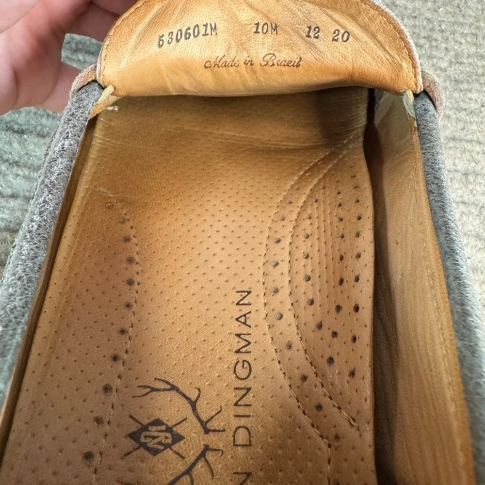 Martin Dingman Mens Canvas Bit Loafers Tan Grey Moc Toe Slip On Shoes Size 10M